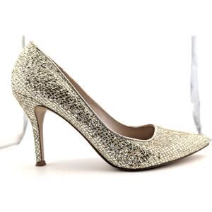 Nine West Women's Heels Gold Sparkle Slip-On Pump Shoes Event Size 8 Wedding